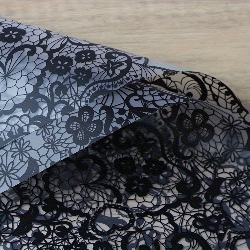 [FBWP-BK-EP-PKS-20] Flower Bouquet Wrapping Paper, Black - Elegant Patterns - Premium Korean Style - 20 per Pack