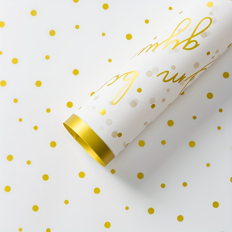 [FBWP-WE-PD-5] Flower Bouquet Wrapping Paper, White -  with Polka Dots - 5 per Pack