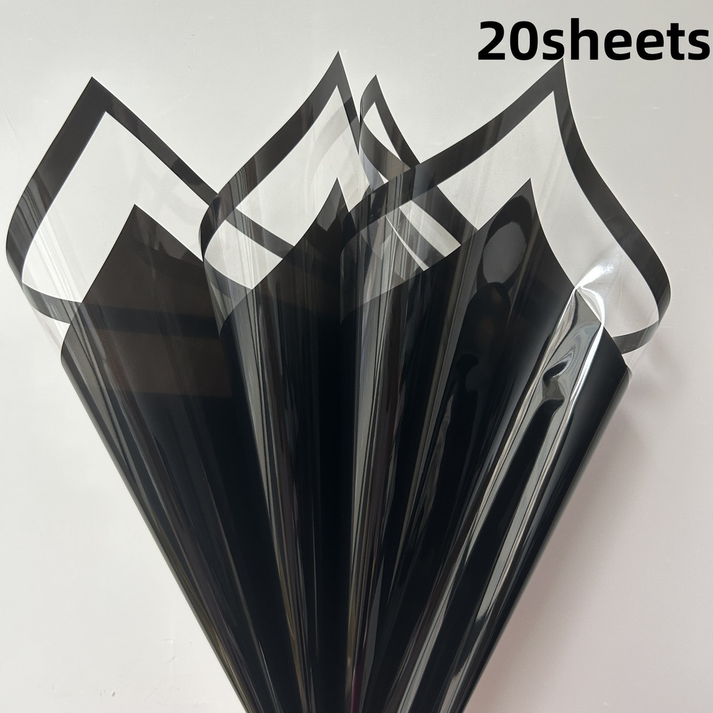 [FS0011] Flower Bouquet Wrapping Paper - Transparent Glass - Black - 20 per Pack
