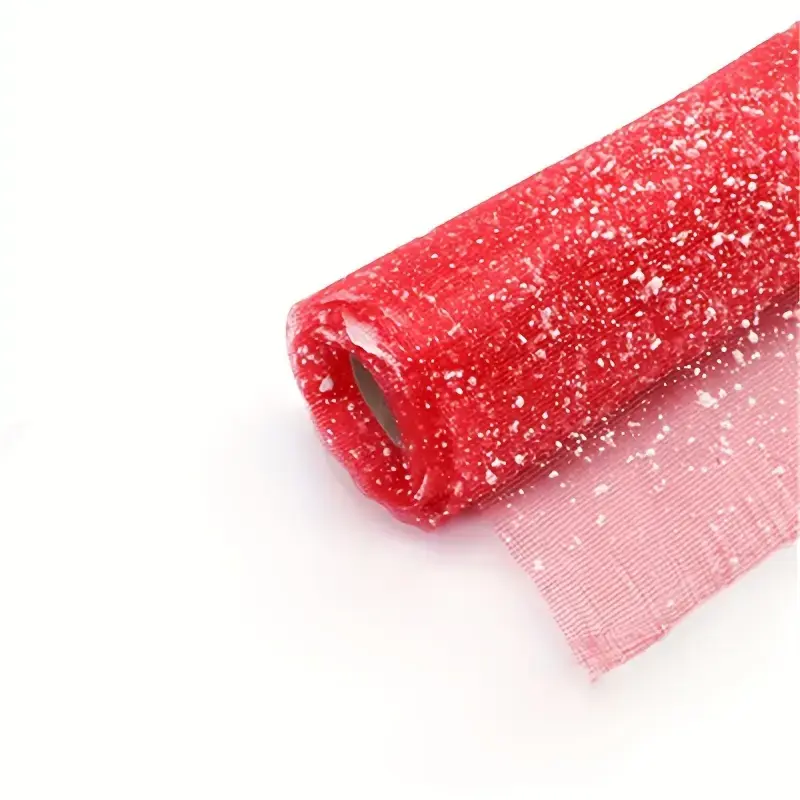 Flower Bouquet Wrapping Paper - Handmade Silk Ribbon (15x350cm) Roll - Red