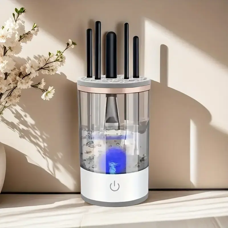 [BI0001] USB Plug Portable Electric Makeup Brush Cleaner Quick Cleaning Brush Set - White