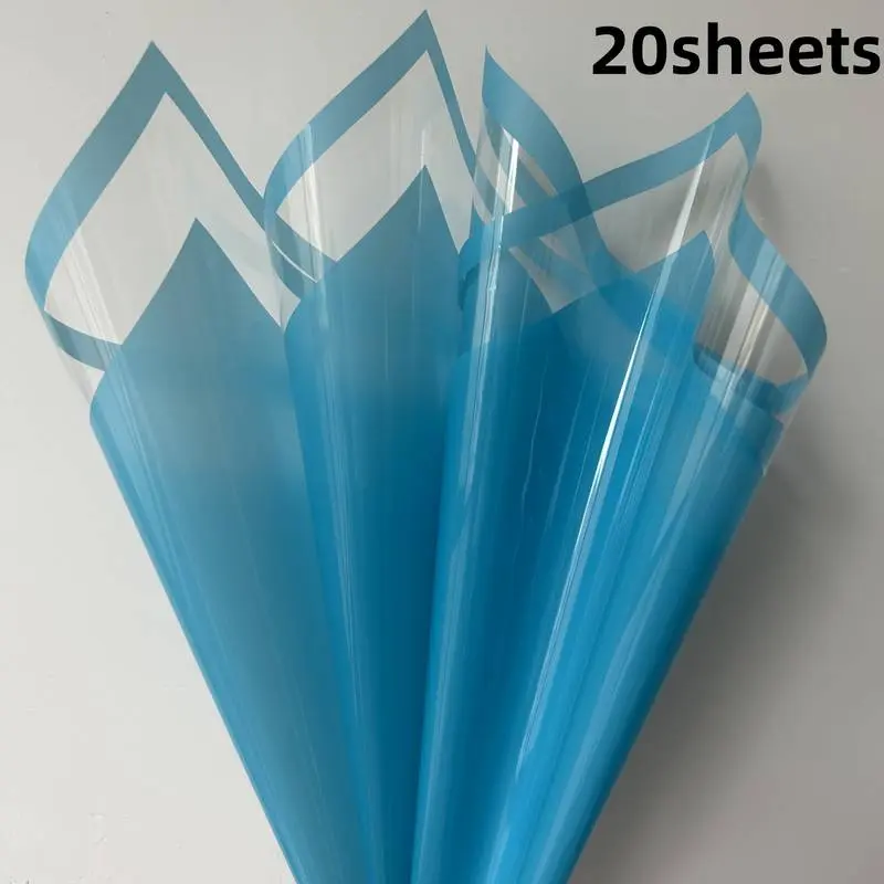 Flower Bouquet Wrapping Paper - Transparent Glass - Blue - 20 per Pack