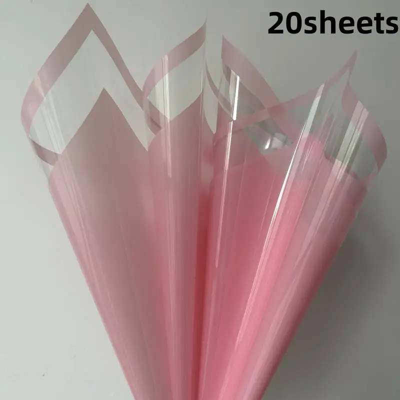 Flower Bouquet Wrapping Paper - Transparent Glass - Pink - 20 per Pack