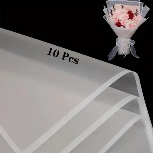 Flower Bouquet Wrapping Paper - Tissue Paper - White - 10 per Pack