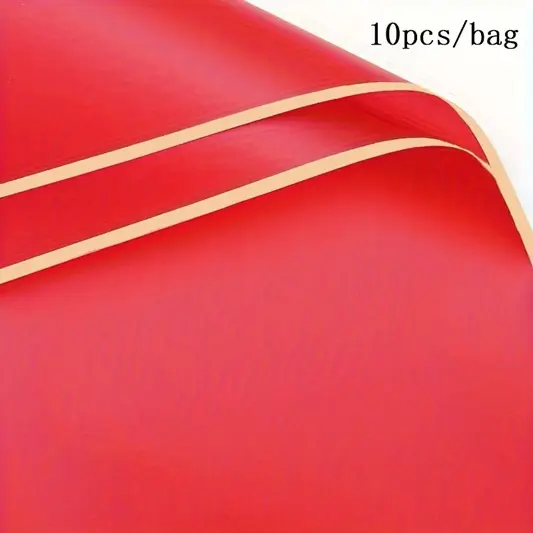 Flower Bouquet Wrapping Paper with Golden Edges- Red