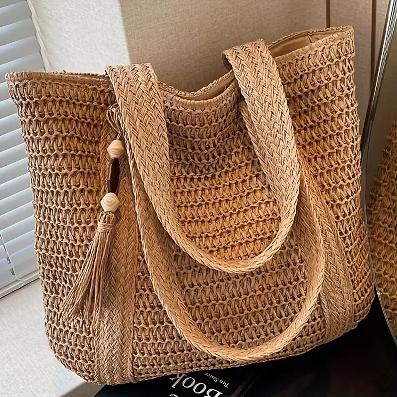 Perfect Lily Women's Woven Tote Bag - Brown