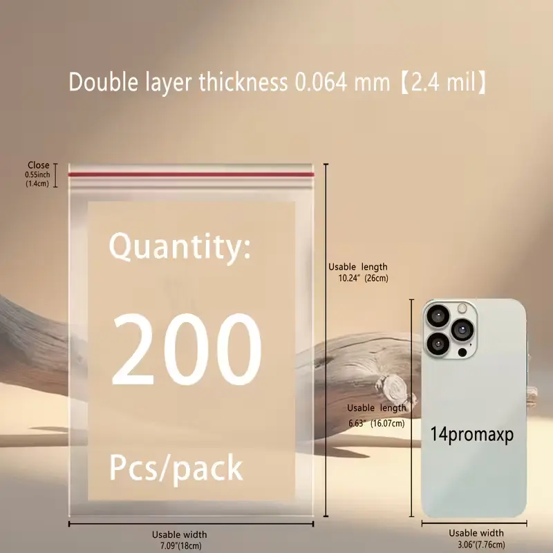 [M0006] 200pcs Ziplock Cellophane Bag - 18x26cm (7.1x10.2 in)