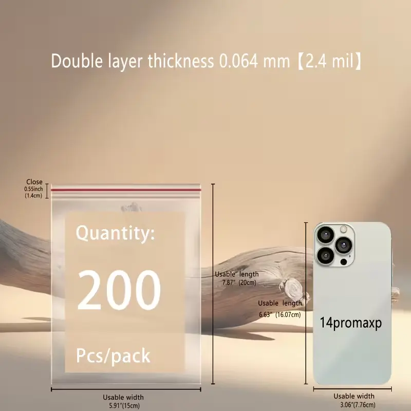 [M0004] 200pcs Ziplock Cellophane Bag - 15x20cm (5.9x7.9 in)