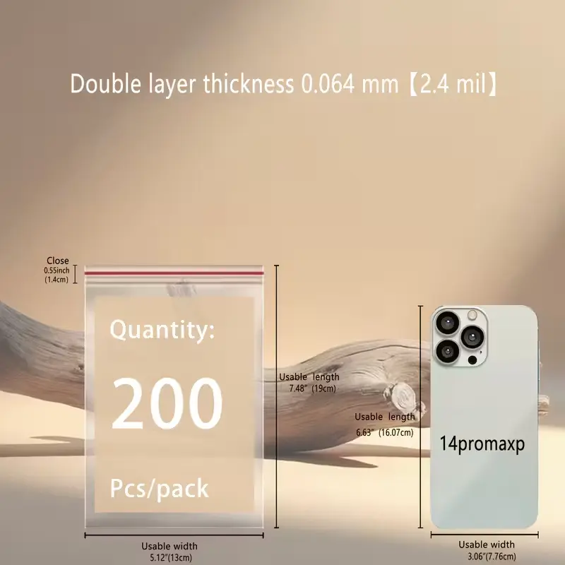 [M0003] 200pcs Ziplock Cellophane Bag - 13x19cm (5.1x7.5 in)