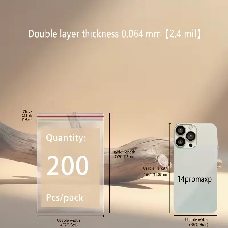 [M0002] 200pcs Ziplock Cellophane Bag - 12x18cm (4.7x7.1 in)