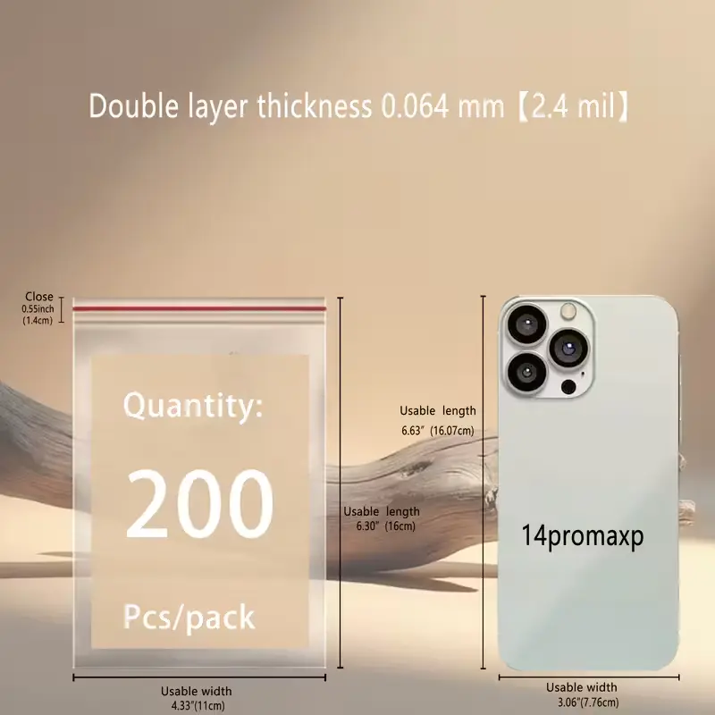 [M0001] 200pcs Ziplock Cellophane Bag - 11x16cm (4.3x6.3 in)