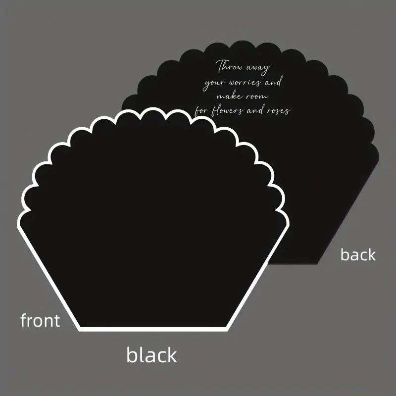 Flower Bouquet Wrapping Paper, Black - Floral Irregular Petal Design - Premium Korean Style - 10 per Pack