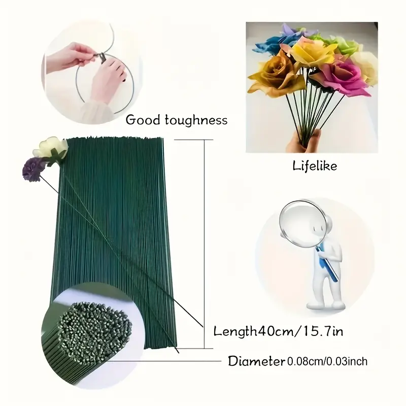 Floral Wire 10-Piece - Green Plastic-Coated