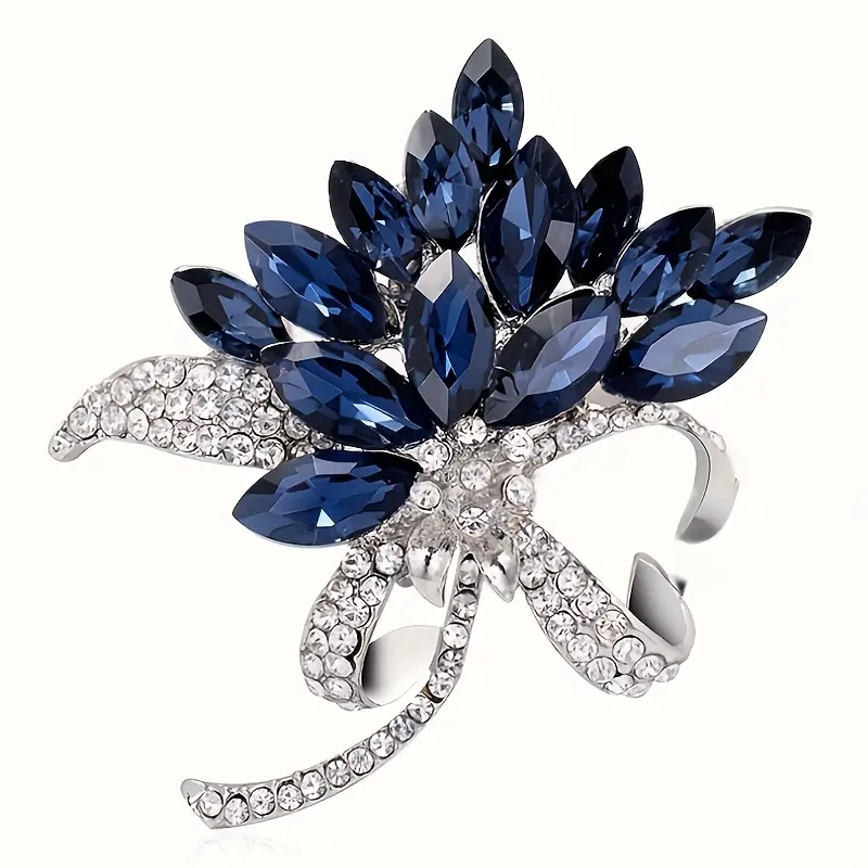 Woman's Brooch - Rhinestone Blue Sapphire-Effect