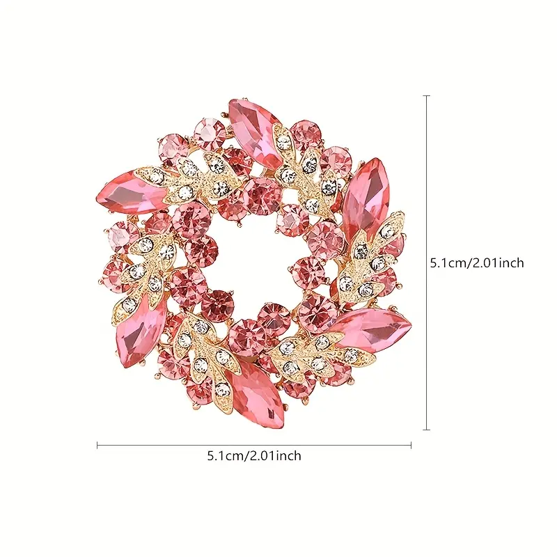 Woman's Brooch - Pink - Floral-like arrangement with Gemstone