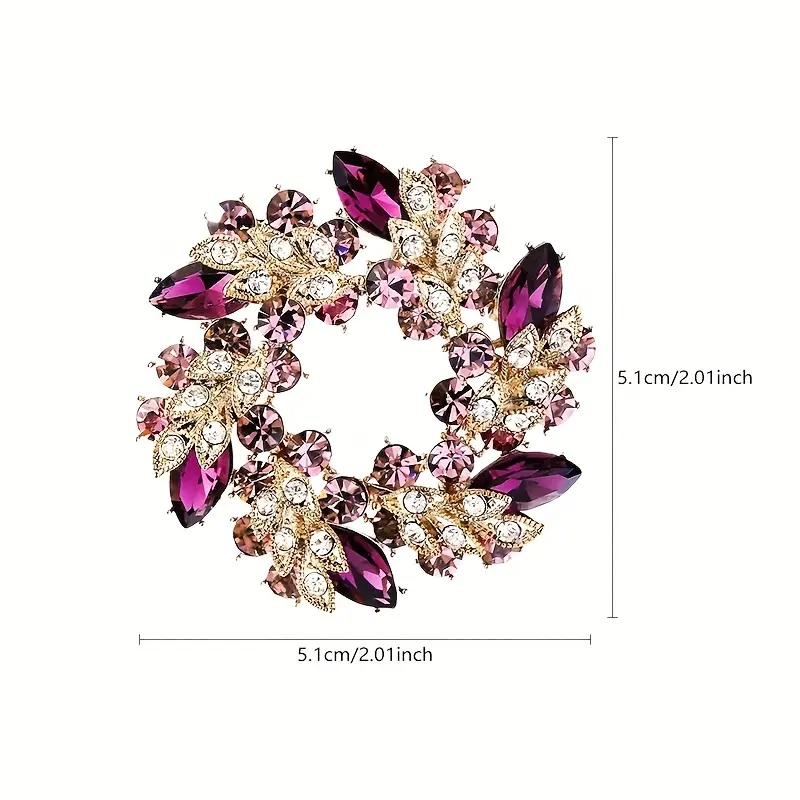 Woman's Brooch - Fuchsia - Floral-like arrangement with Gemstone