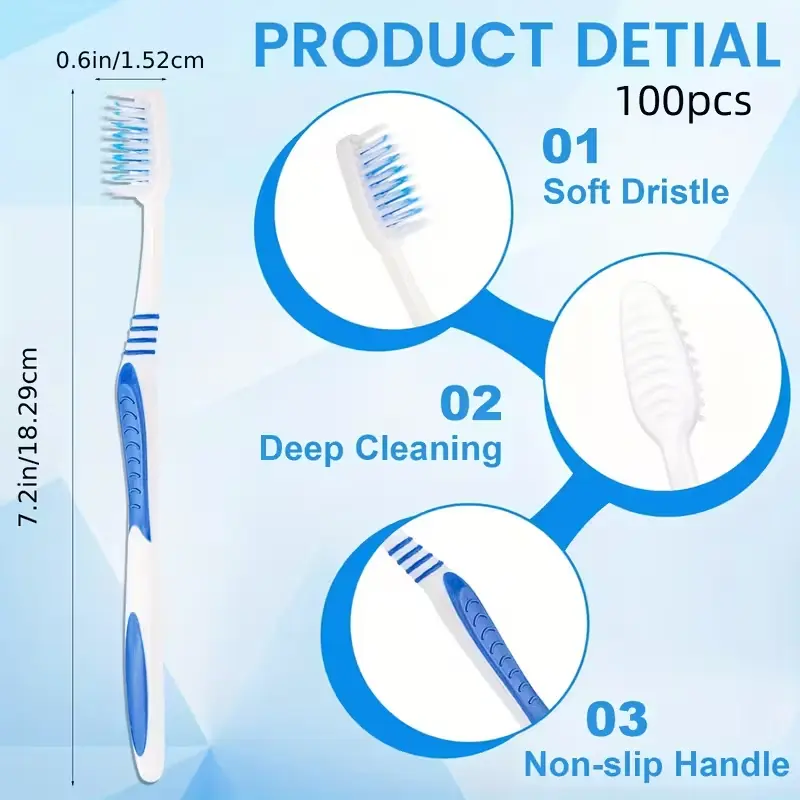 Toothbrush for Adult - Colorful Soft Bristle,100pcs