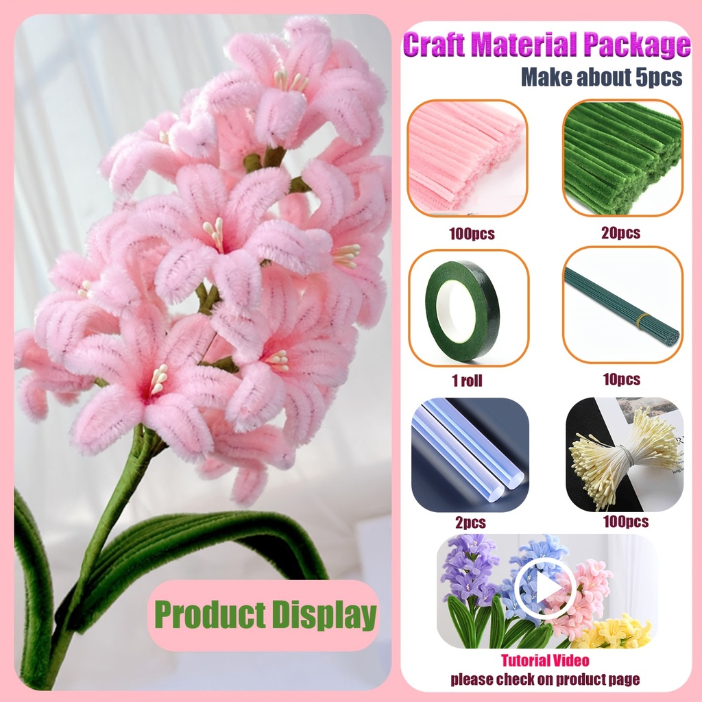 [PCFS-PK-234] Pipe Cleaner Flower Set in Pink 233pcs