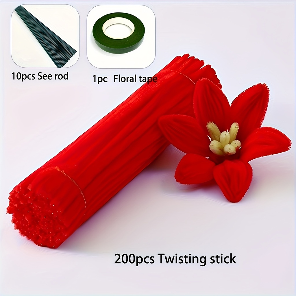 [PCFS-RD-211] Pipe Cleaner Flower Set in Red 211pcs