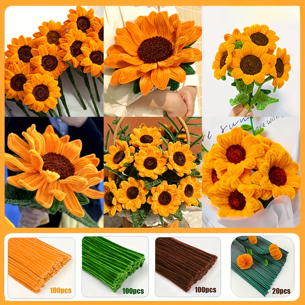 [PCFS-OG-320] Pipe Cleaner Flower Set in Orange 320pcs