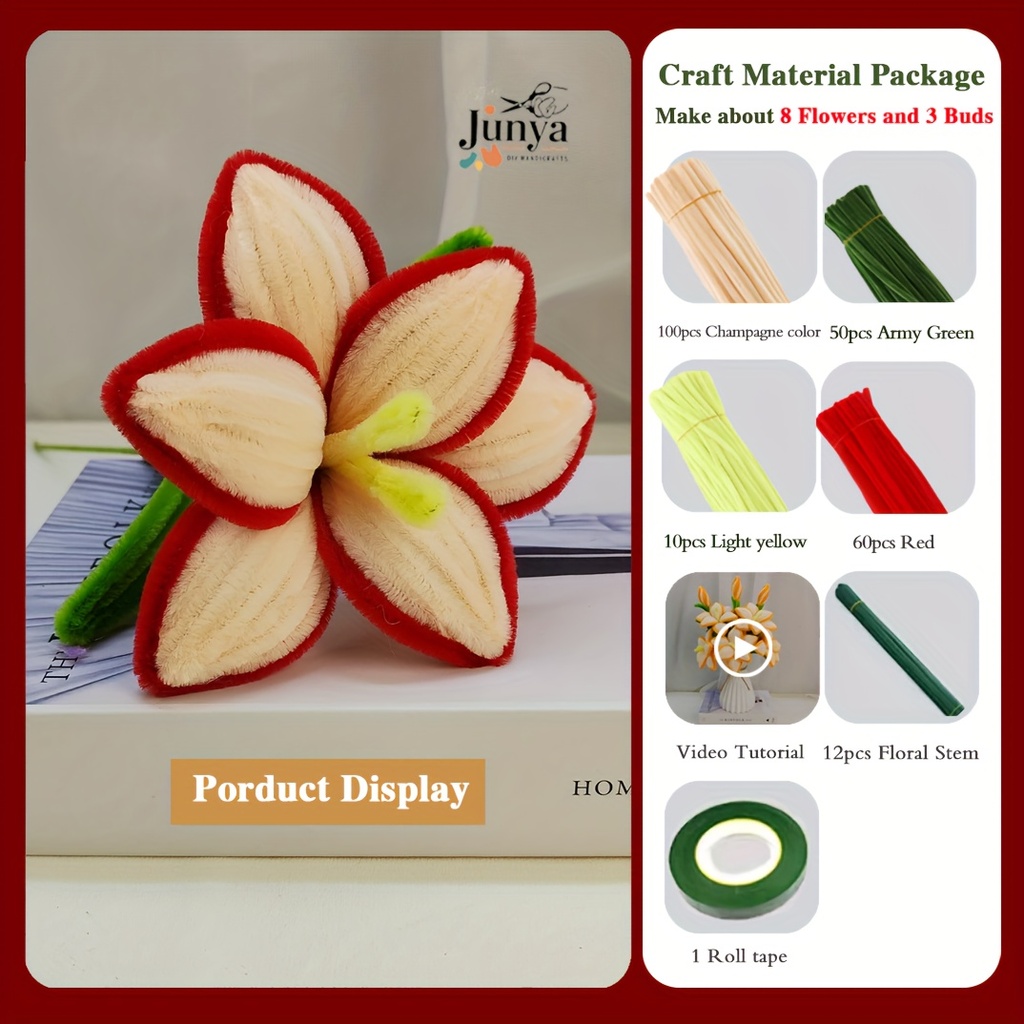 Pipe Cleaner Flower Set in Red 233pcs