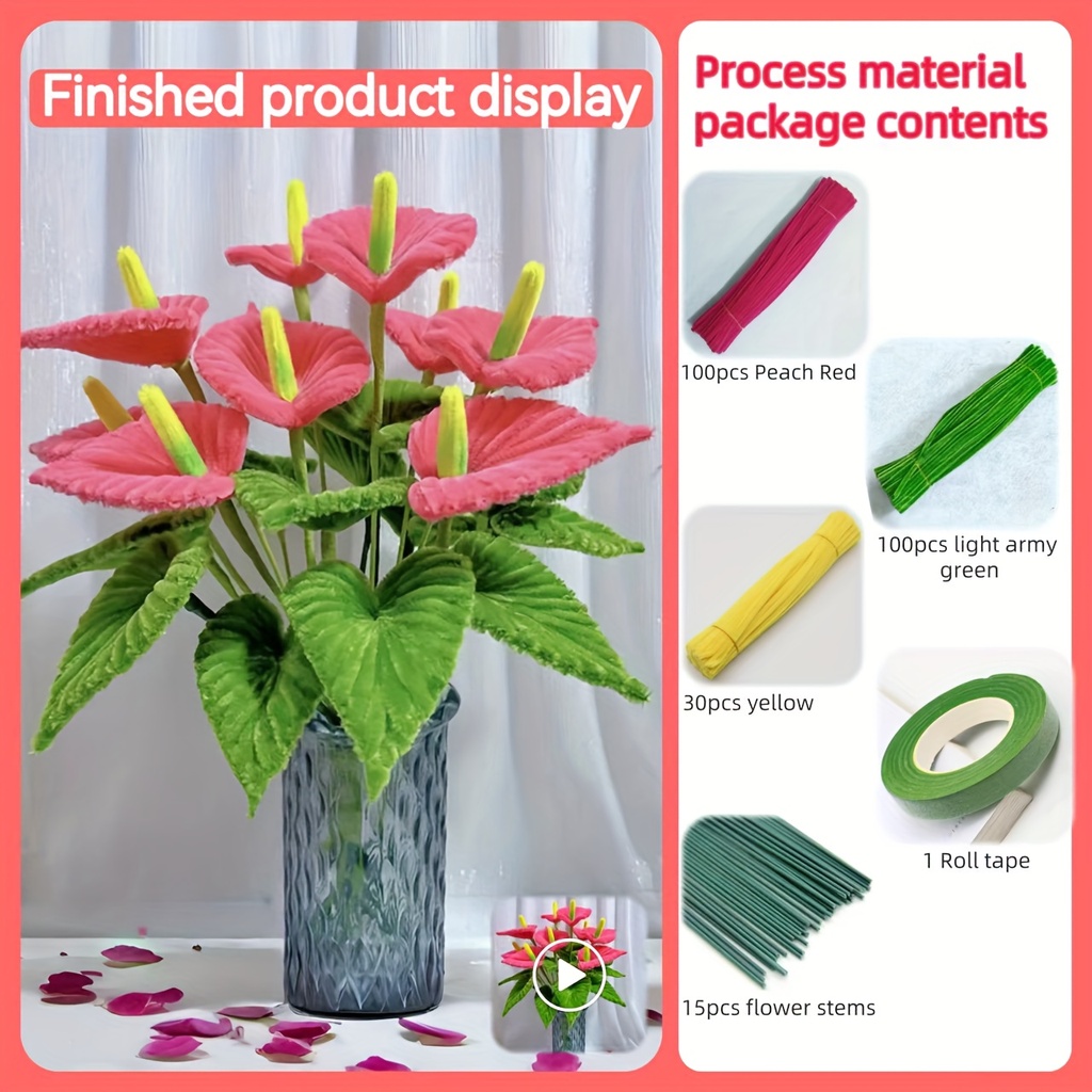 Pipe Cleaner Flower Set in Light Pink & Yellow 246pcs